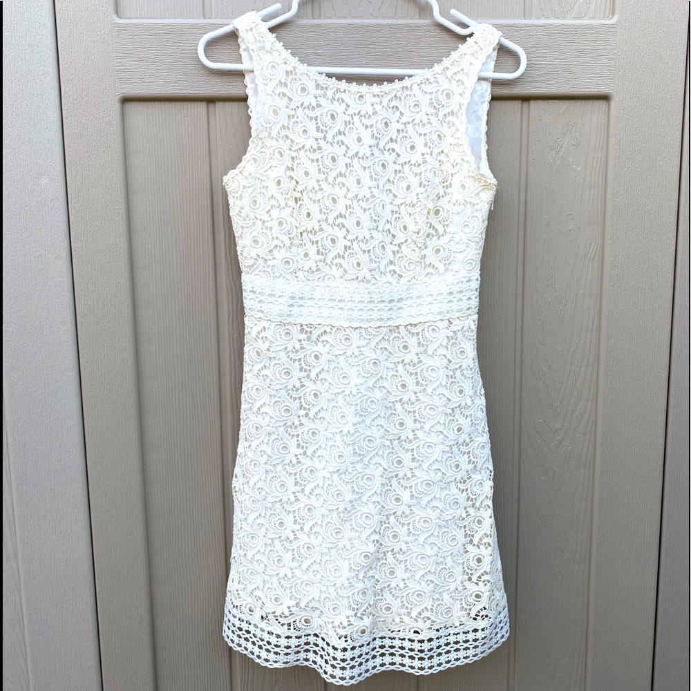 NWOT! EVER NEW Melbourne Cream Lace Sleeveless Embroidered Dress! Size 4